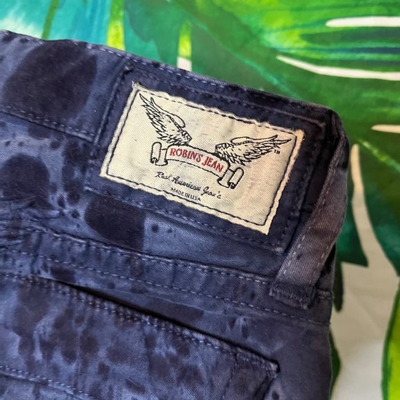 GUC Robin's Jeans Size 24 Dark Blue Tie Dye Slim Skinny Embroidered Luxury Jeans - Picture 9 of 11